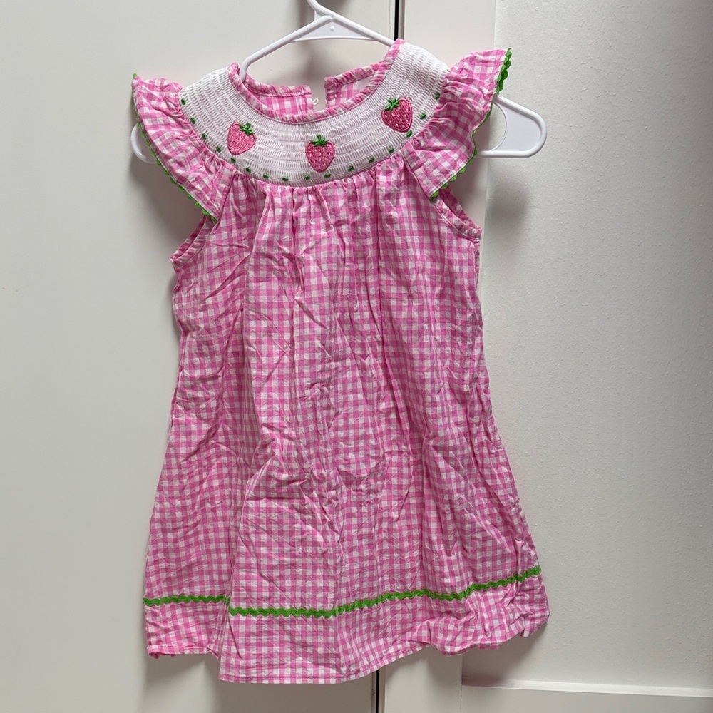 Pink Gingham Strawberry Dress